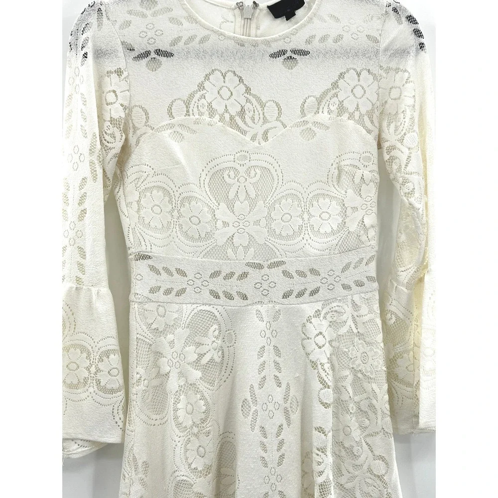 Topshop Ivory Lace Bell Sleeve Dress Size 4 Boho Cottagecore‎ Coquette Whimsical